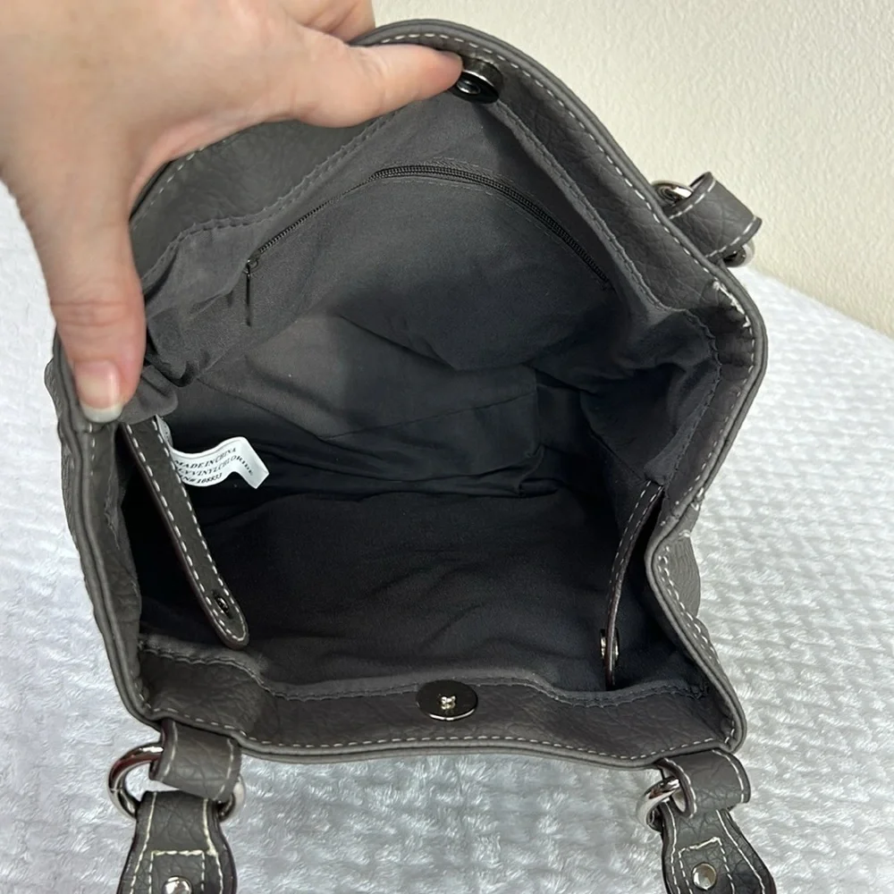 Rosetti Gray Mini Tote Shoulder Bag Faux Leather Vintage Purse - Picture 14 of 17